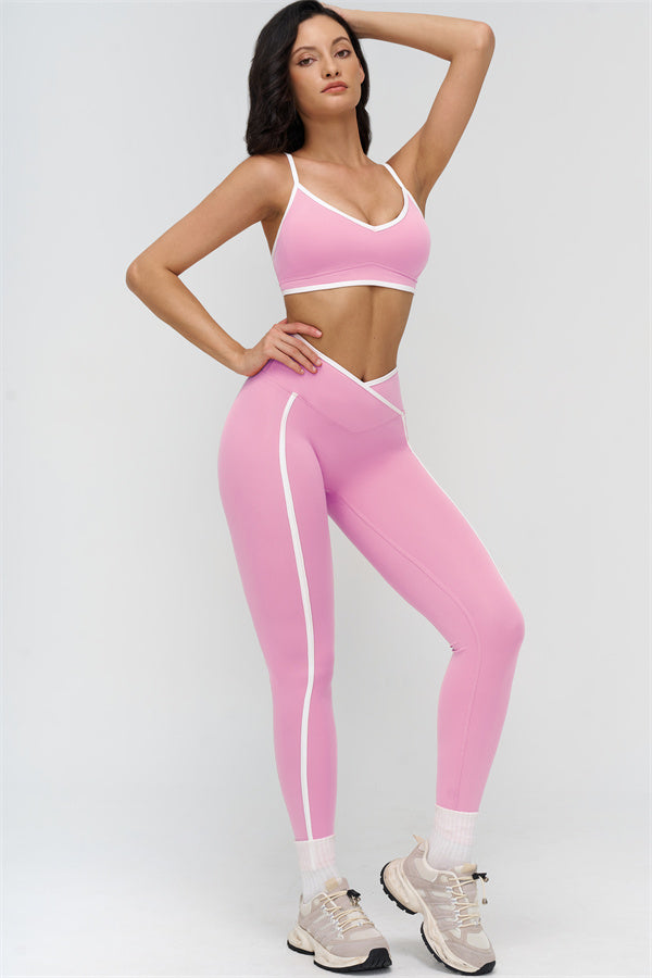 Fitglutes Activewear sports bra and leggings 2-piece set with contrasting design, ideal for gym workouts and activewear training.