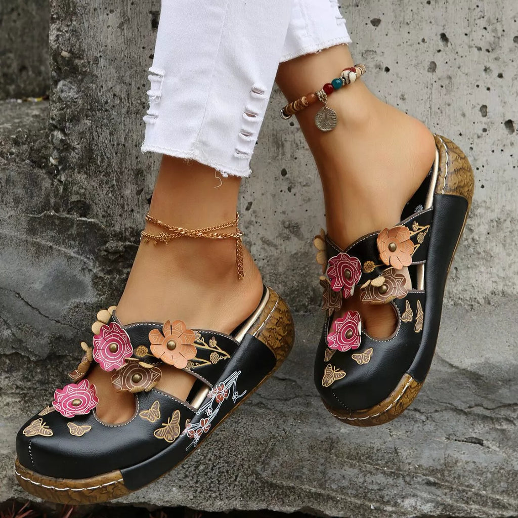 Shopimist round toe platform sandals with chunky sole and adjustable ankle strap, featuring stylish design and neutral color.