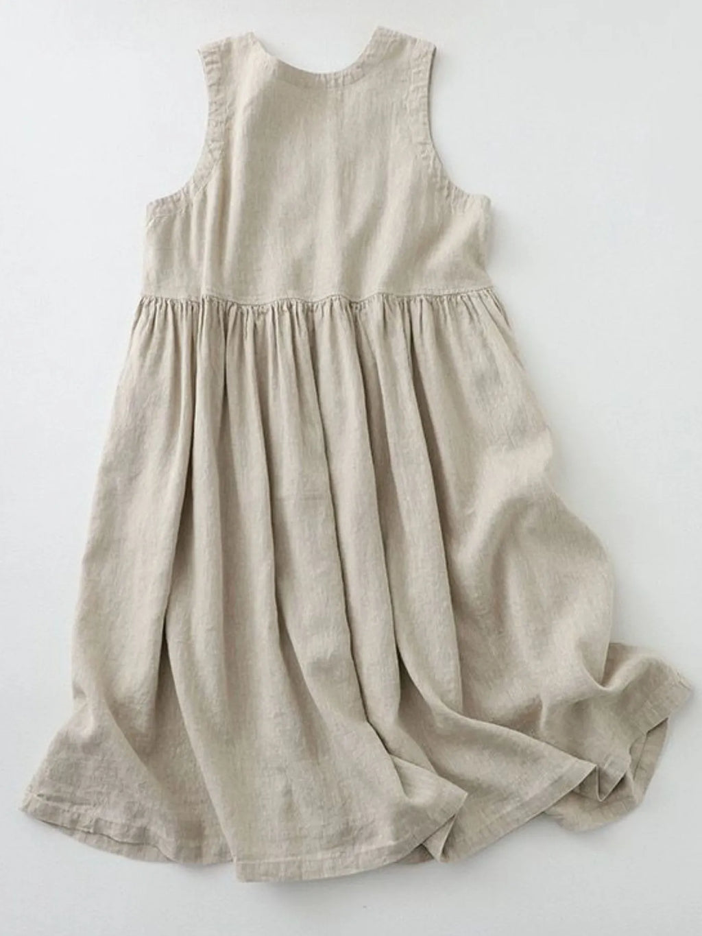 Women's V-neck sleeveless midi dress by Trendsi, made of 100% cotton with button details, casual style in a relaxed fit.