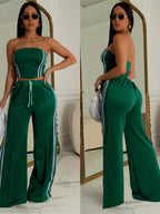 Sleeveless tube top and wide-leg pants set by Trendsi, featuring a fitted tube top and flowing wide-leg pants in soft fabric.