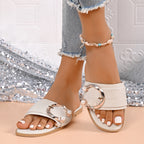 Shopimist buckle decor open toe sandals featuring stylish straps and a comfortable open toe design.