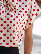 Polka Dot Tie Neck Blouse