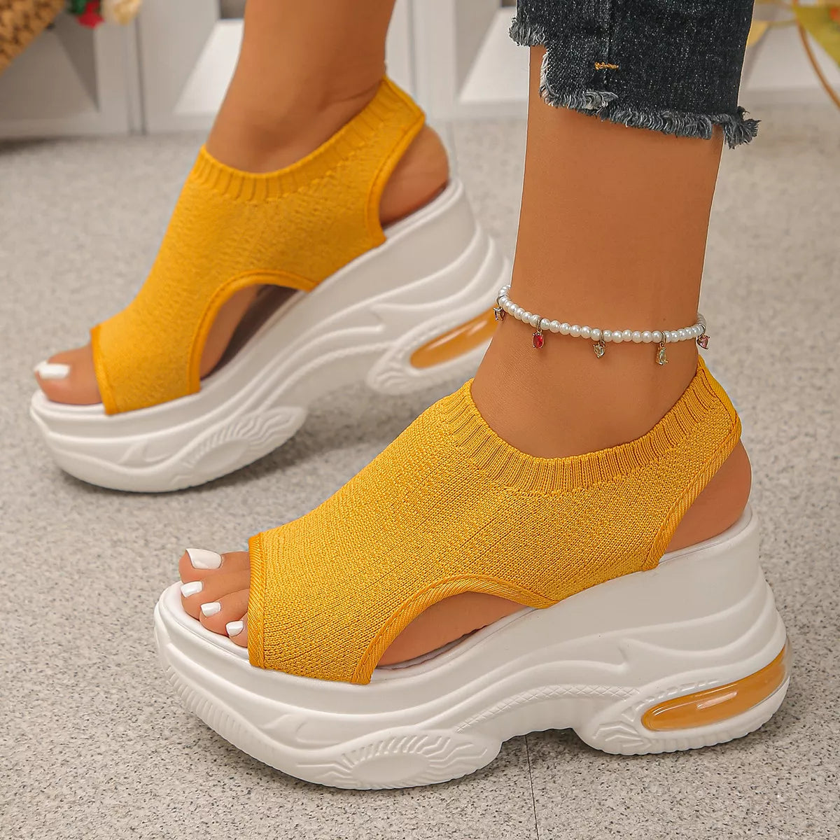 Shopimist peep toe platform sandals with chunky heel and open toe design, stylish footwear for casual or dressy occasions.