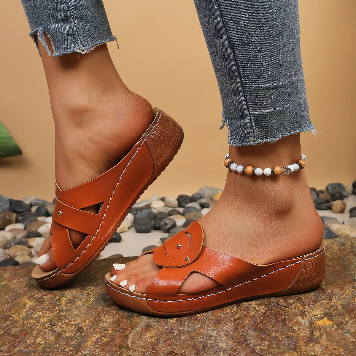 Shopimist open toe wedge sandals with stylish design, featuring a comfortable wedge heel and adjustable straps.