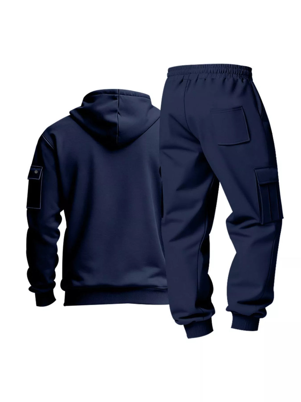 Plus size men's full zip hoodie and cargo pants set by Shopimist, featuring a comfortable fit and casual style.
