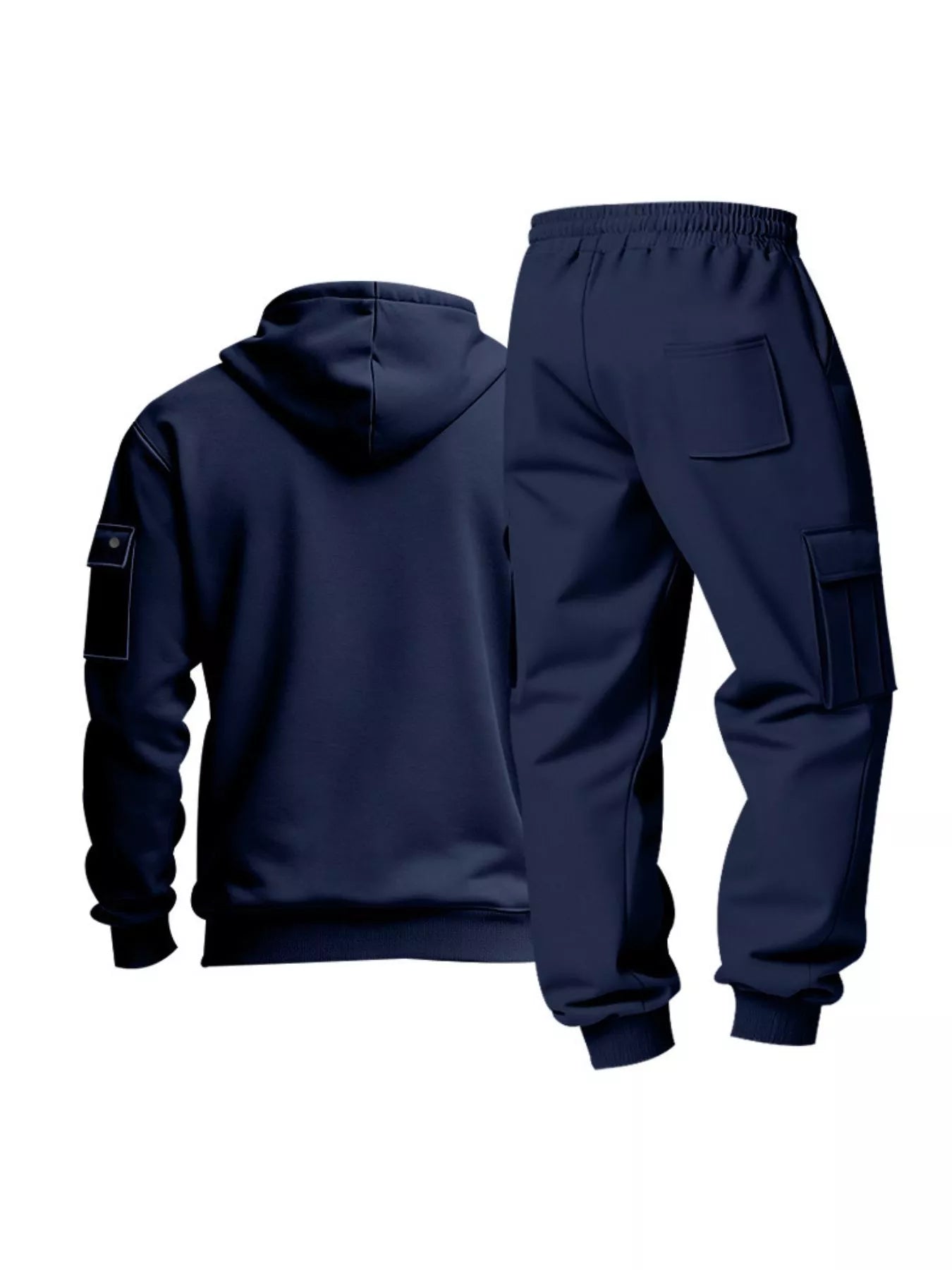 Plus size men's full zip hoodie and cargo pants set by Shopimist, featuring a comfortable fit and casual style.