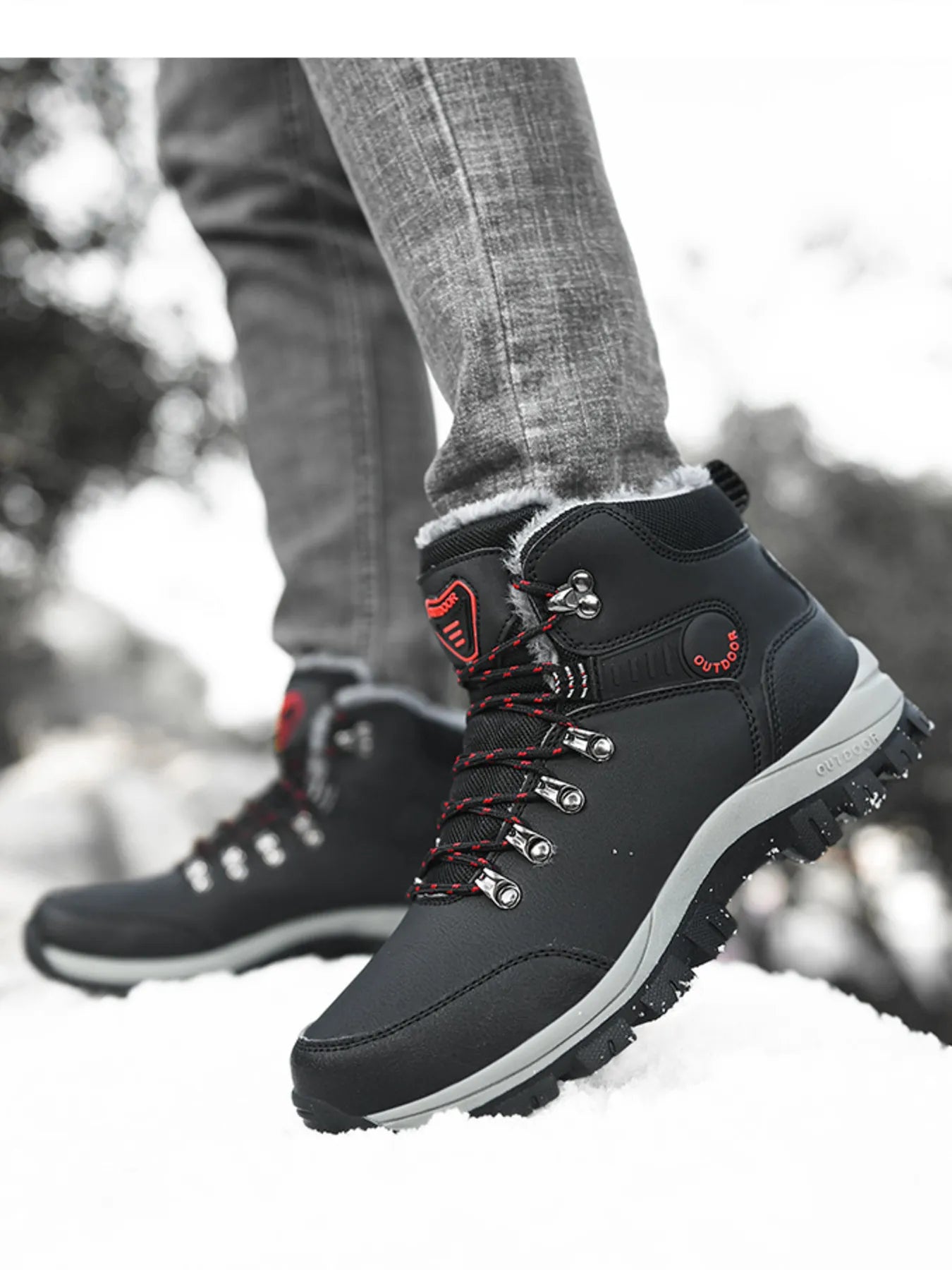 Men's lace-up ankle boots from Trendsi featuring black leather with sturdy soles and stylish design for casual wear.