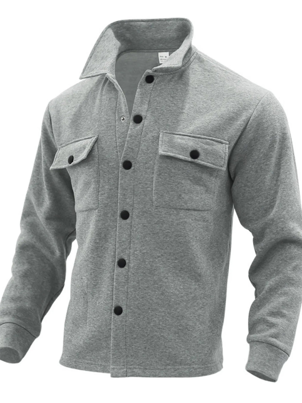 Men's plus size button-up long sleeve jacket by Shopimist, shown in a full front view with a classic collar and button closure.