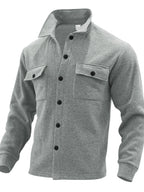 Men's plus size button-up long sleeve jacket by Shopimist, shown in a full front view with a classic collar and button closure.
