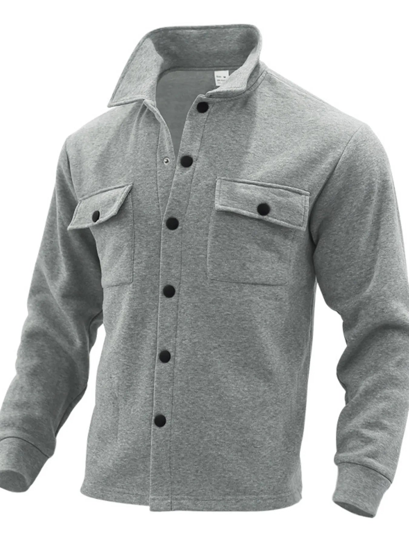 Men's plus size button-up long sleeve jacket by Shopimist, shown in a full front view with a classic collar and button closure.