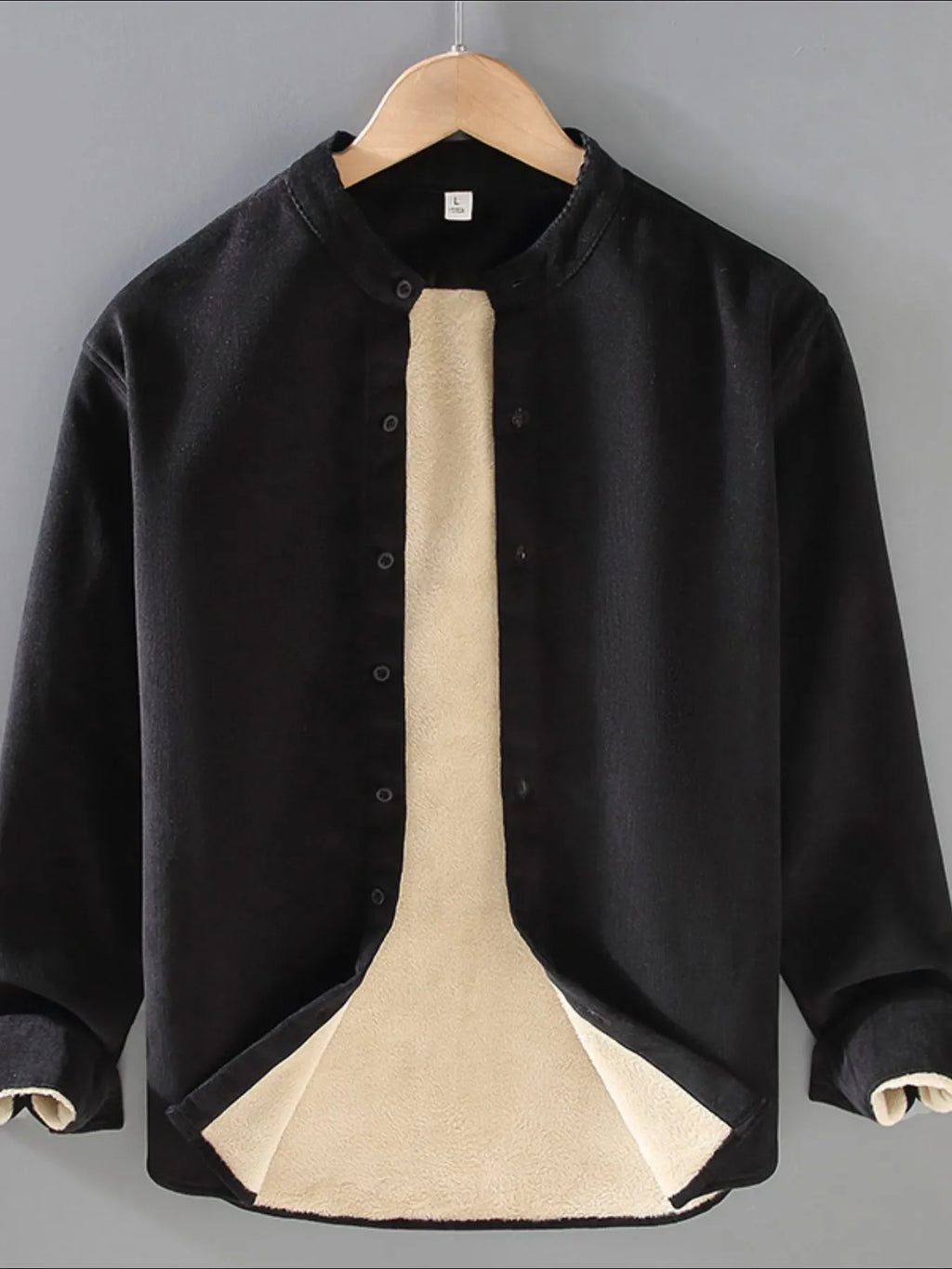 Plus size men's button-up long sleeve jacket by Shopimist, shown in a casual style with a front button closure and collar.
