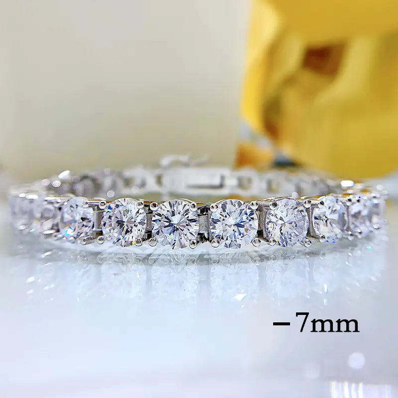 High carbon diamond bracelet in 925 silver featuring sparkling diamonds and elegant design, perfect for stylish jewelry collection.