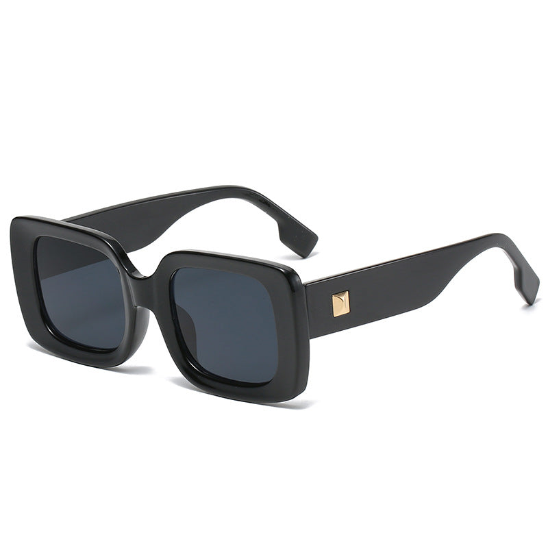 Retro square large frame sunglasses by FitiqueFit featuring bold, stylish design and dark lenses for a fashionable look.