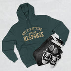 Black hoodie from Wear Your Worship's Not Everything Needs a Response collection, featuring a minimalist design and comfortable fit.