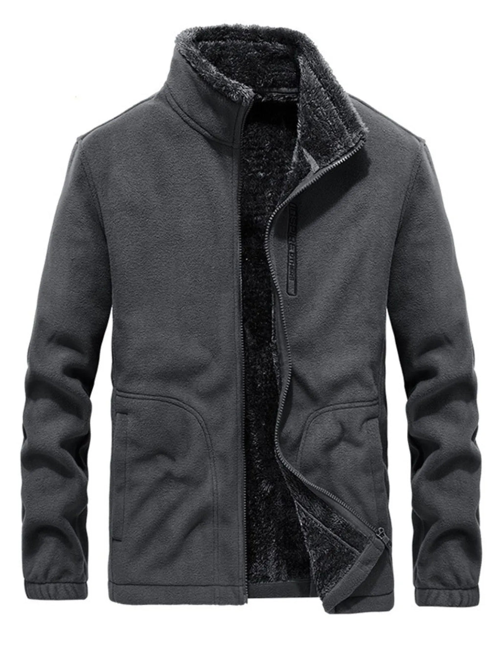 Men's zip-up long sleeve jacket by Shopimist, featuring a sleek design and comfortable fit, shown in a front view.
