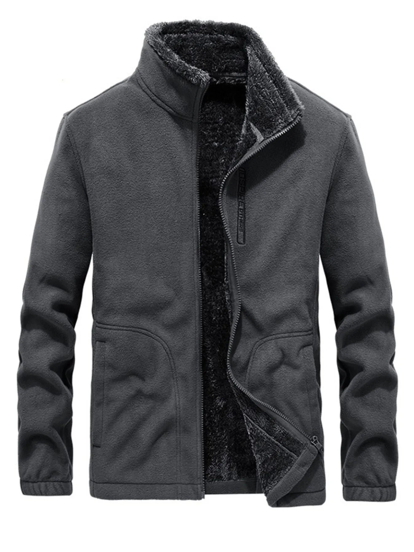 Men's zip-up long sleeve jacket by Shopimist, featuring a sleek design and comfortable fit, shown in a front view.