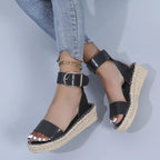 Shopimist open toe openwork sandals with stylish cutout design and ankle strap on a neutral background.