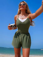 Color block adjustable strap one-piece swimsuit for women, trendy swimwear by Trendsi featuring bold color blocks and a flattering fit.