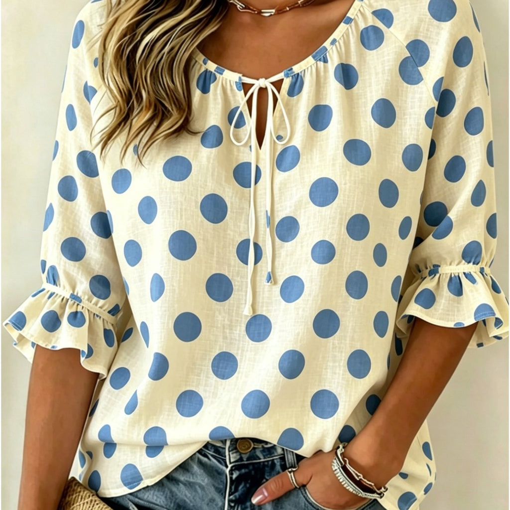Women's floral print three-quarter sleeve casual shirt by FitiqueFit, featuring a relaxed retro style and colorful floral pattern.