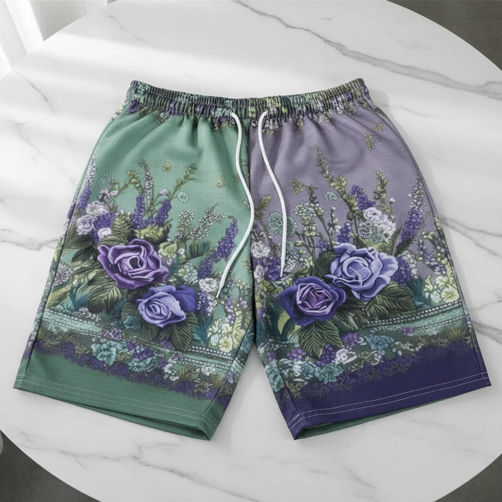 Women’s retro floral print casual shorts by FitiqueFit, featuring a vibrant floral design and relaxed fit for everyday wear.