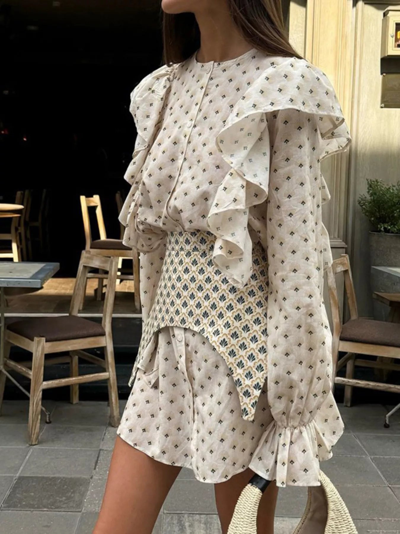 Floral print ruffled mini dress by Plush Fashion Hub featuring a feminine design and lightweight fabric, perfect for summer wear.