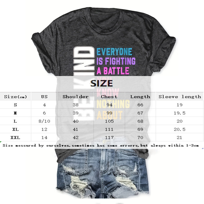 Women’s casual short sleeve T-shirt with round neck and slogan print by Plush Fashion Hub, perfect for summer wear.