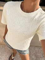 Textured paisley pattern casual t-shirt by Plush Fashion Hub, featuring detailed paisley design on soft, comfortable fabric.