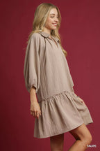 Casual FitiqueFit Umgee V-Neck Tiered Mini Dress featuring a relaxed fit and tiered design, perfect for casual wear.