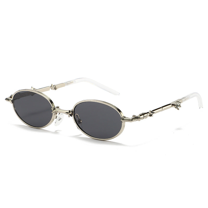 Light-tinted foldable small frame sunglasses for women by Plush Fashion Hub, stylish and compact eyewear for luxury fashion.