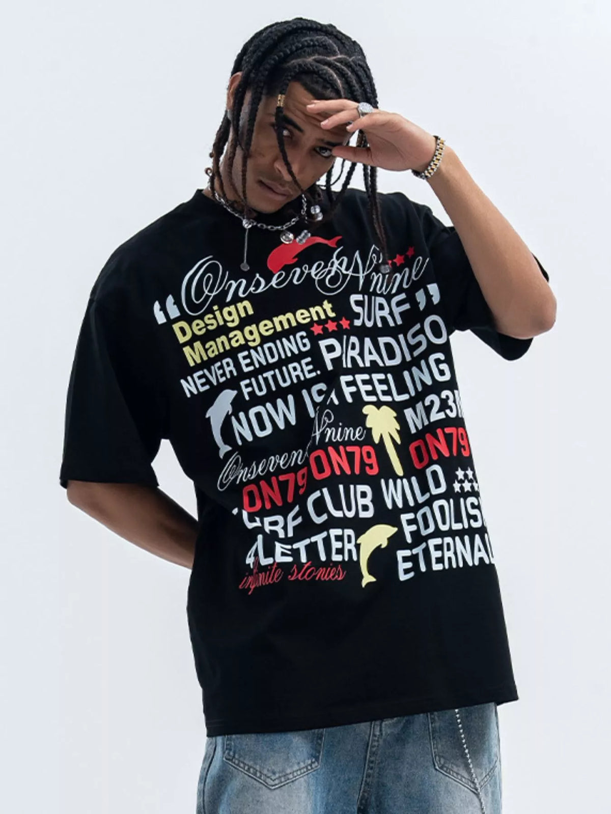 Men's white round neck short sleeve T-shirt by Trendsi with letter print, casual men's T-shirt, comfortable everyday wear
