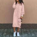 Casual women's long-sleeved hooded sweater with front pocket and drawstring, made by LadyShow.Store.