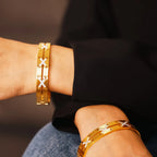 18K gold-plated Czech diamond bracelet with sparkling stones and delicate chain, stylish jewelry accessory.