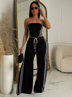 Trendsi sleeveless tube top and wide-leg pants set, stylish matching outfit, in a modern, casual look.