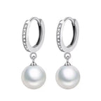 Pearl Drop Hoop Earrings