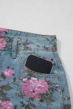 Esme floral print bootcut jeans by Threaded Pear, showcasing colorful floral patterns and classic denim fit.