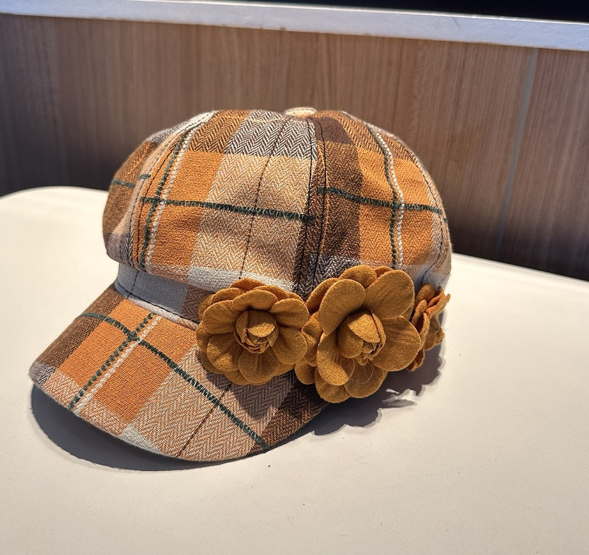 Checkered plush beret from Plush Fashion Hub, stylish winter accessory perfect for autumn and winter warmth.
