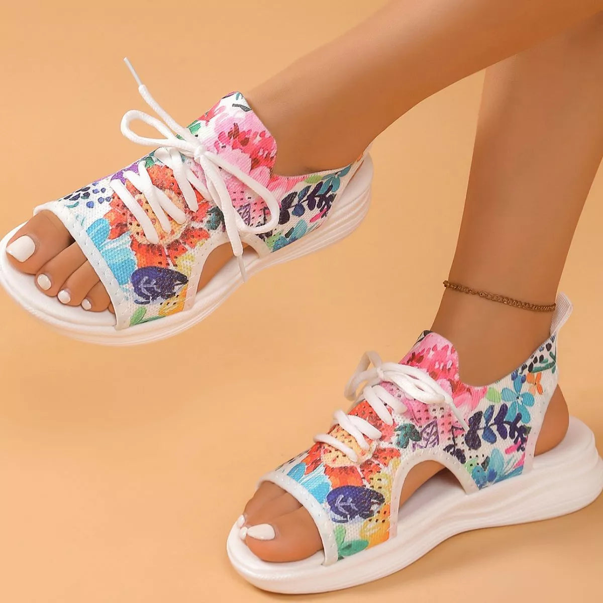Colorful tie-dye breathable mesh sandals by Shopimist featuring open-toe design and cushioned soles for comfortable summer wear.