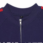 Dark Blue Zipper Embellished Printed Sleeveless Top