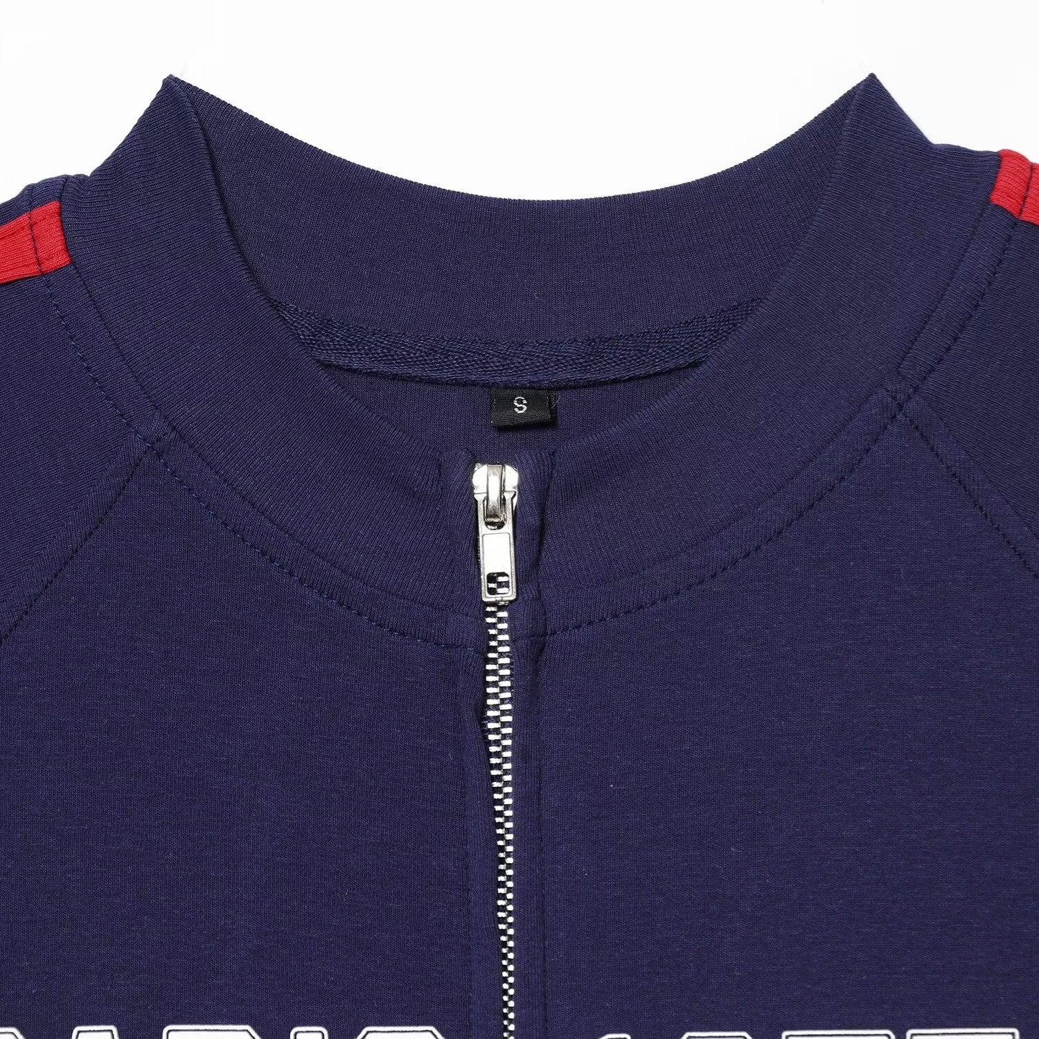 Dark Blue Zipper Embellished Printed Sleeveless Top