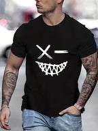 Men's Evil Smile Face Streetwear Tee by Plush Fashion Hub, featuring a bold graphic design on a trendy summer shirt.