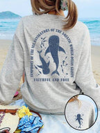 Women's cute kitten graphic sweatshirt from Plush Fashion Hub, casual streetwear with a playful feline design.