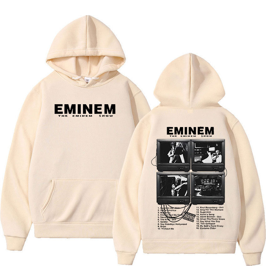 Unisex Eminem World Tour hoodie by eprolo featuring bold print and comfortable fabric, perfect for music fans and casual wear.