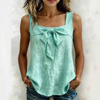 Women's square-neck sleeveless tank top with wide straps from Plush Fashion Hub, shown in a casual front view.