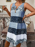 Plus size striped tank top and skirt set by FitiqueFit, casualwear with a relaxed fit and bold striped pattern.