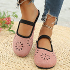 Women's slip-on flats with round toe cutouts in premium PU leather, stylish and comfortable shoe from Trendsi.
