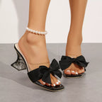 Shopimist open toe bow sandals featuring stylish straps and a comfortable flat sole, perfect for summer casual wear.