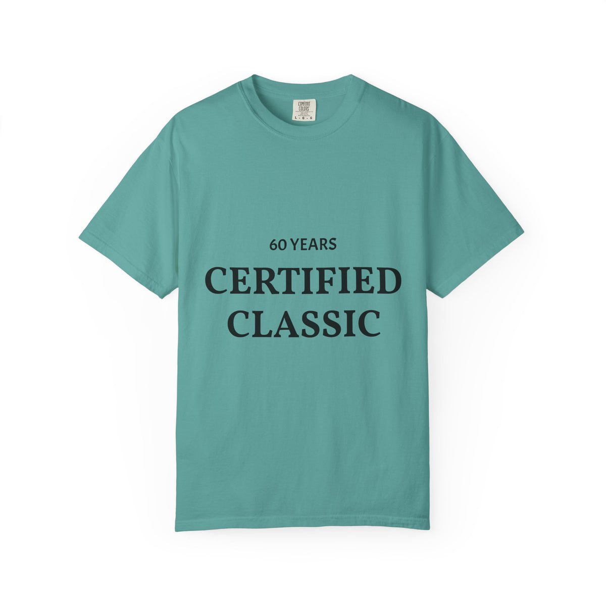 Black Certified Classic 60 Years T-Shirt by Plush Fashion Hub featuring a vintage-inspired design on soft cotton fabric.