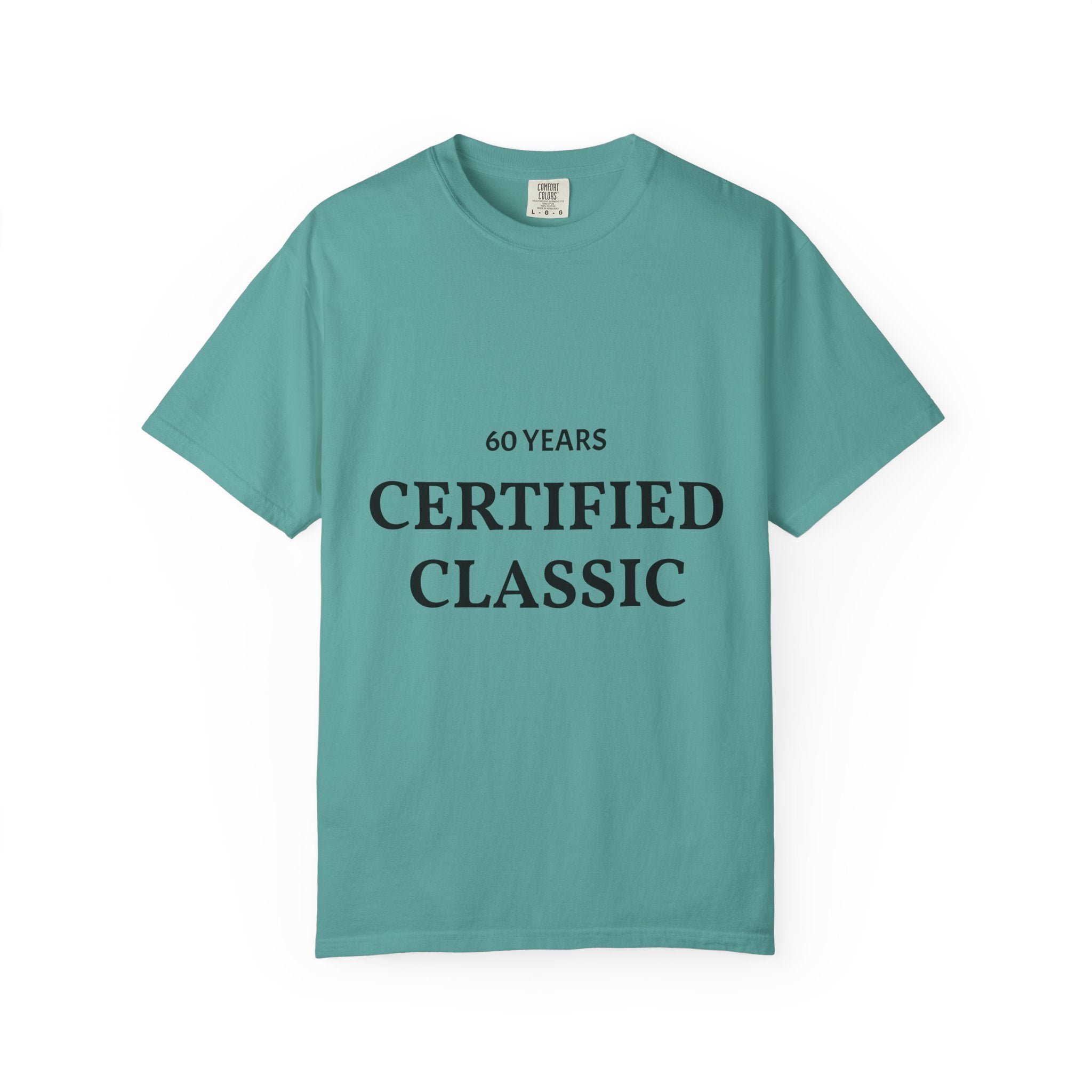 Certified Classic 60 Years T-Shirt by Printify featuring a vintage-inspired design on a comfortable cotton tee.