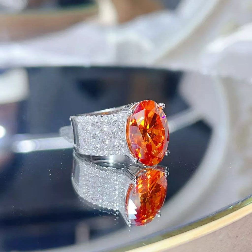 Sterling silver ring with an 8-carat moissanite gemstone, featuring a sleek and elegant design.