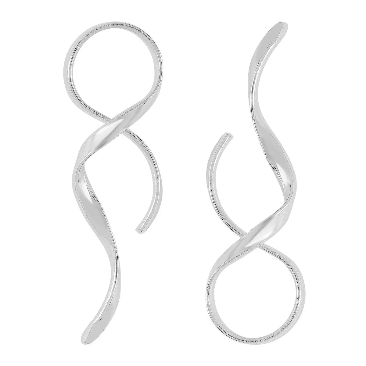 Shopimist alloy spiral drop earrings featuring sleek, twisted metal design hanging from fishhook ear wires.